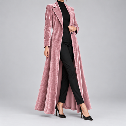 Beatrice | Cappotto lungo in velluto aperto
